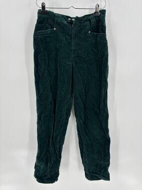 Vintage 90s Cherokee Velvet Pants Womens 10P Green Straight Leg High Rise Soft